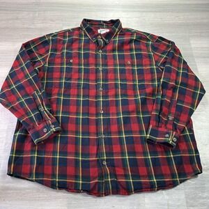 Duluth Trading Co Shirt Mens 2XL Red Plaid Flannel Button Up‎ Casual Workwear